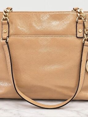 Michael Kors Nude Patent Tote Bag – Gold Chain & MK Charm